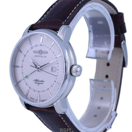 Refurbished Zeppelin Atlantic Leather Strap Beige Dial Quartz 84425 Mens Watch