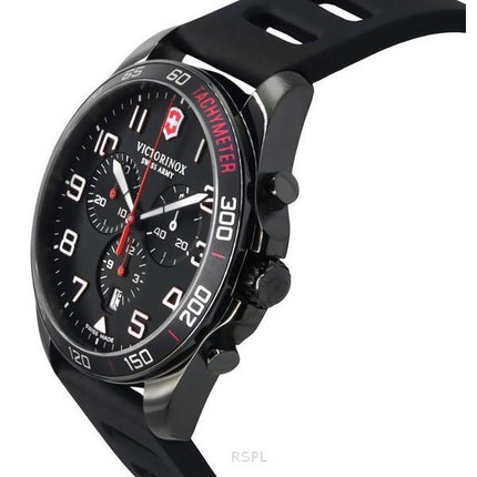 Reloj cronógrafo deportivo Victorinox Swiss Army Fieldforce con correa de caucho y esfera negra de cuarzo 241889 100M para hombr