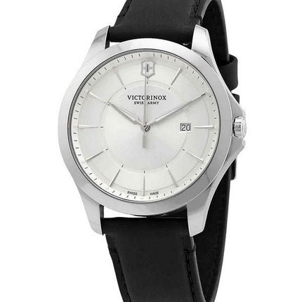 Victorinox Swiss Army Alliance Correa de cuero Esfera plateada Cuarzo 241905 100M Reloj para hombre