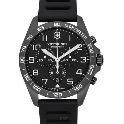 Reloj cronógrafo deportivo Victorinox Swiss Army Fieldforce con correa de caucho y esfera negra de cuarzo 241926-1 100M para hom