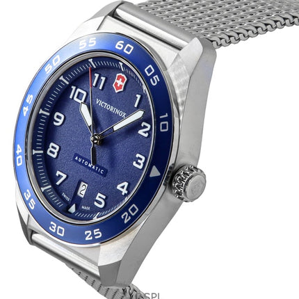 Reloj automático Victorinox Swiss Army de acero inoxidable con esfera azul 242045 100M para hombre