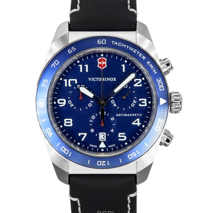 Reloj Victorinox Swiss Army Cronógrafo de cuarzo con correa de piel y esfera azul 242047 100M para hombre