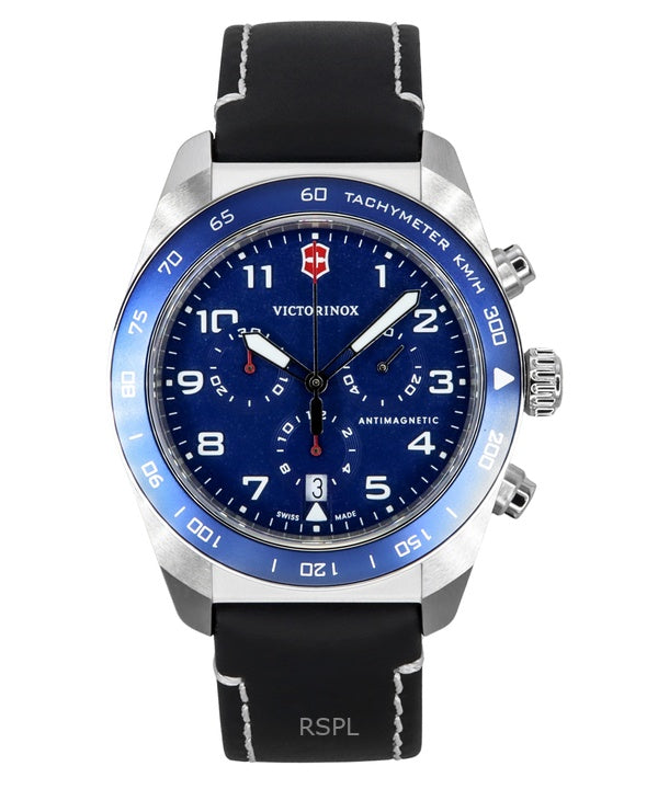 Reloj Victorinox Swiss Army Cronógrafo de cuarzo con correa de piel y esfera azul 242047 100M para hombre