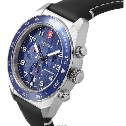 Reloj Victorinox Swiss Army Cronógrafo de cuarzo con correa de piel y esfera azul 242047 100M para hombre