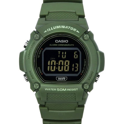 Reloj Casio Standard Illuminator digital con correa de resina verde de cuarzo W-219HC-3B para hombre