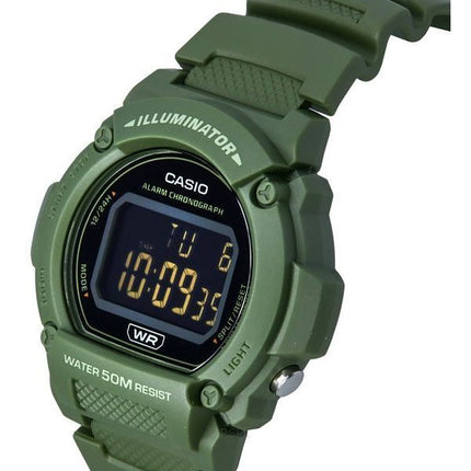 Reloj Casio Standard Illuminator digital con correa de resina verde de cuarzo W-219HC-3B para hombre