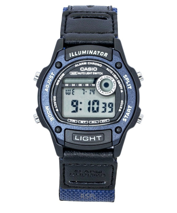 Reloj Casio W-220HF-2AV unisex, digital estándar, con correa de piel y tela, de cuarzo.
