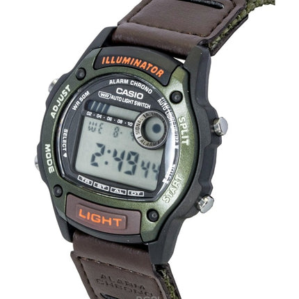 Reloj Casio W-220HF-3AV unisex, digital estándar, con correa de piel y tela, de cuarzo.
