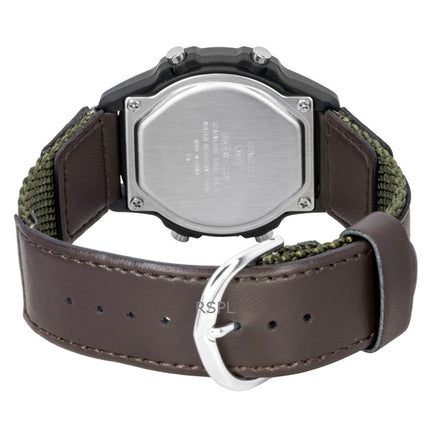 Reloj Casio W-220HF-3AV unisex, digital estándar, con correa de piel y tela, de cuarzo.