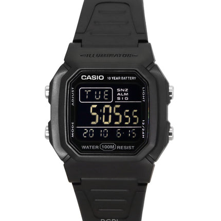 Reloj Casio Digital negro con doble hora y correa de resina de cuarzo W-800H-1BV 100M para hombre
