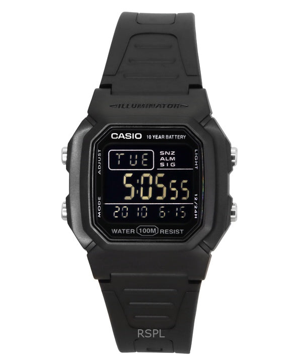 Reloj Casio Digital negro con doble hora y correa de resina de cuarzo W-800H-1BV 100M para hombre