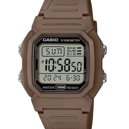 Reloj Casio Digital Brown con doble hora y correa de resina de cuarzo W-800H-5AV 100M para hombre