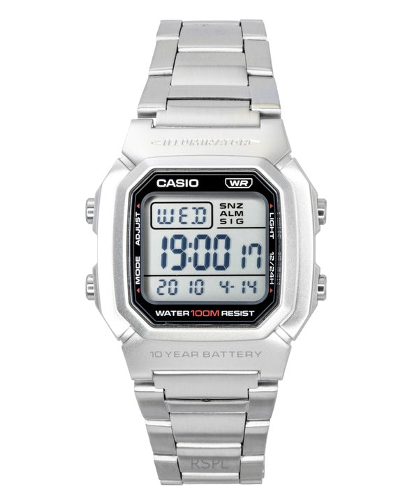 Reloj Casio digital de cuarzo con pulsera de acero inoxidable W-800HD-1AV 100M para hombre