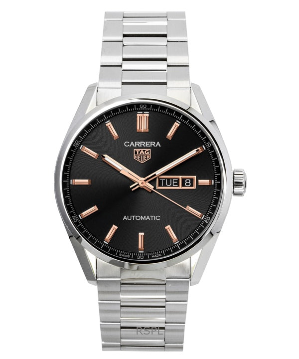 Reloj Tag Heuer Carrera automático de acero inoxidable con esfera negra WBN2013.BA0640 100M para hombre