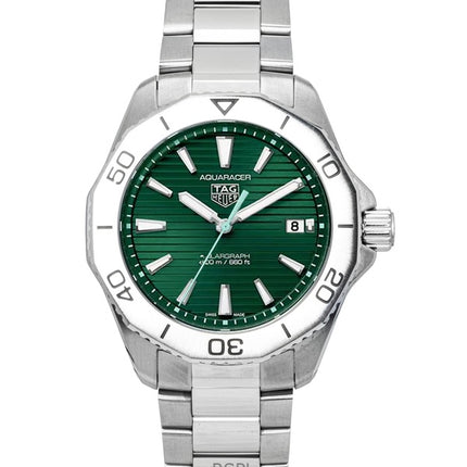 Reloj Tag Heuer Aquaracer Solargraph de acero inoxidable con esfera verde, cuarzo, para buceo, WBP1115.BA0000, 200 m, para hombre