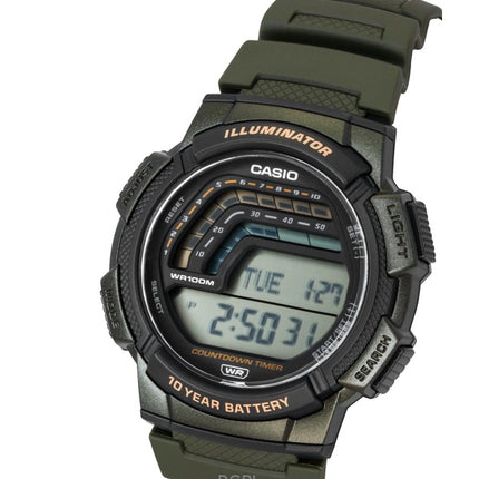 Reloj Casio WS-1800-3AV de cuarzo con correa de resina digital para hombre, 100 m