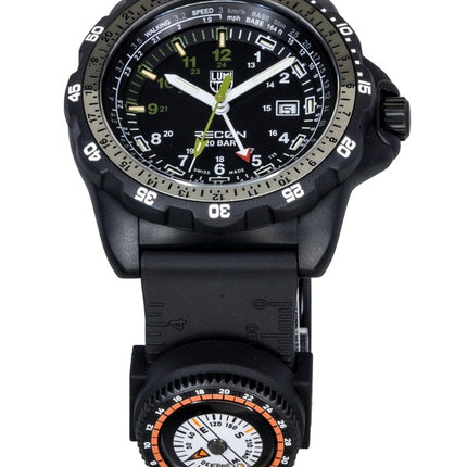 Reloj Luminox Recon Nav Spec GMT para hombre, con correa de caucho, esfera negra, movimiento de cuarzo y resistencia al agua de 200 m. Modelo XL.8837.SET.