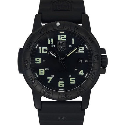 Reloj de cuarzo Luminox Leatherback Sea Turtle Giant con correa de PU y esfera negra XS.0330 100M para hombre