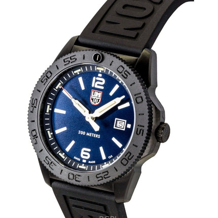 Reloj de buceo Luminox Pacific Diver XS.3123.B para hombre, 200 m, con correa de caucho y esfera azul con efecto rayos de sol.