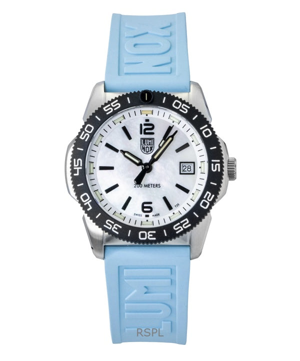 Reloj de buceo Luminox Pacific Diver Ripple XS.3124M, unisex, con correa de caucho, esfera de nácar y movimiento de cuarzo, resistente al agua hasta 200 metros.