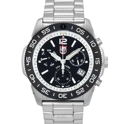 Reloj cronógrafo Luminox Pacific Diver de acero inoxidable con esfera negra y cuarzo XS.3141.M 200M para hombre