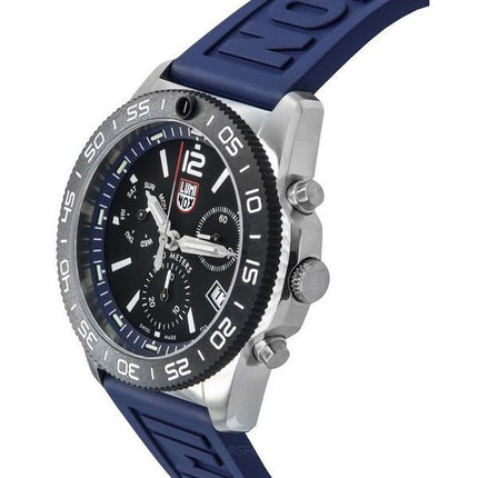 Reloj para hombre Luminox Pacific Diver cronógrafo con correa de caucho azul marino y esfera negra de cuarzo Diver's XS.3143