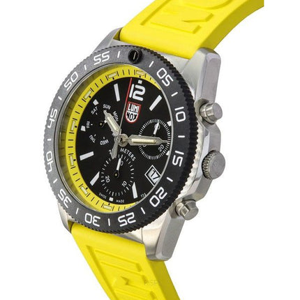 Luminox Pacific Diver Cronógrafo Correa de caucho amarilla Esfera negra Reloj de cuarzo Diver's XS.3145 200M para hombre