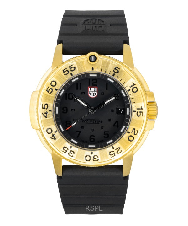 Reloj de buceo Luminox Navy Seal Foundation con correa de caucho, esfera negra, cuarzo XS.3221.NSF, 200 m, para hombre