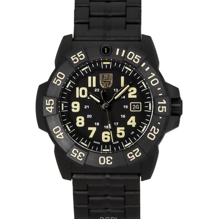 Reloj Luminox Navy SEAL 3500 de acero inoxidable militar con esfera negra, cuarzo, para buceo, XS.3510, 200 m, para hombre