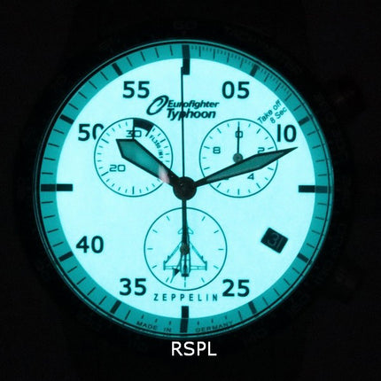 Zeppelin Eurofighter Typhoon Cronógrafo Beige Esfera luminosa Cuarzo 7298M-5 7298M5 100M Reloj para hombre