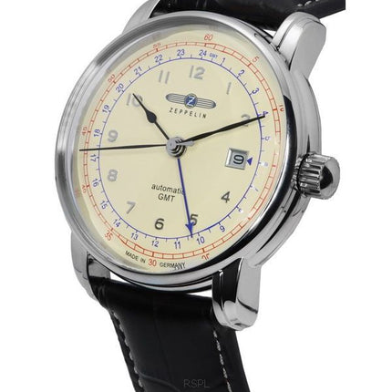 Zeppelin LZ 126 Los Angeles GMT Correa de cuero Beige Dial Automático 76685 Reloj para hombre
