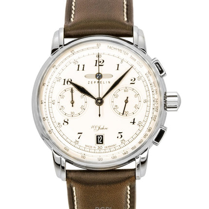 Zeppelin 100 Jahre Cronógrafo Correa de cuero Esfera beige Cuarzo 76746 Reloj para hombre