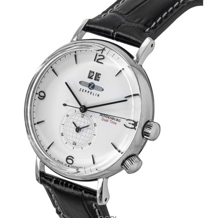 Reloj Zeppelin Hindenburg 80441 para hombre, correa de piel azul, esfera blanca, cuarzo