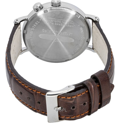 Reloj Zeppelin Hindenburg de cuarzo para hombre, correa de piel marrón, esfera beige, 80445