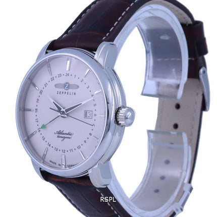 Zeppelin Atlantic Beige Dial Correa de cuero Cuarzo 8442-5 84425 Watch de Men es