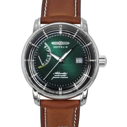 Reloj Zeppelin Atlantic para hombre, automático, correa de piel, esfera verde oscuro, 84624
