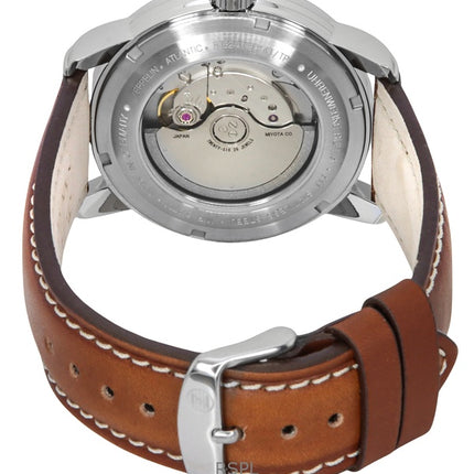 Reloj Zeppelin Atlantic para hombre, automático, correa de piel, esfera verde oscuro, 84624