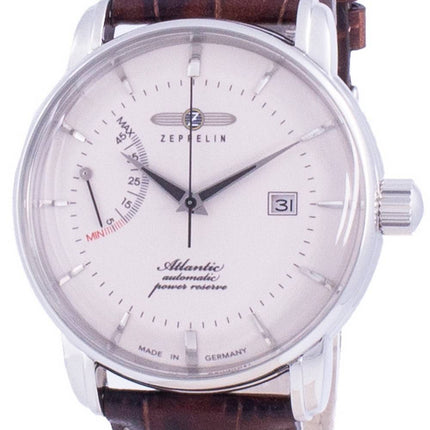 Reloj Zeppelin Atlantic 8462-5 84625 para hombre, automático, esfera blanca, correa de piel, reacondicionado