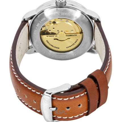 Reloj Zeppelin Atlantic automático para hombre, correa de piel marrón y esfera verde, 84664