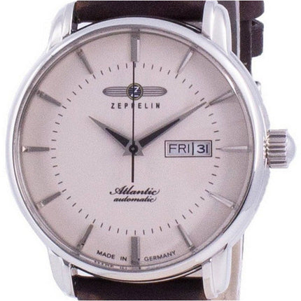 Reloj Zeppelin Atlantic automático con correa de piel y esfera beige 8466-5 84665 para hombre, reacondicionado