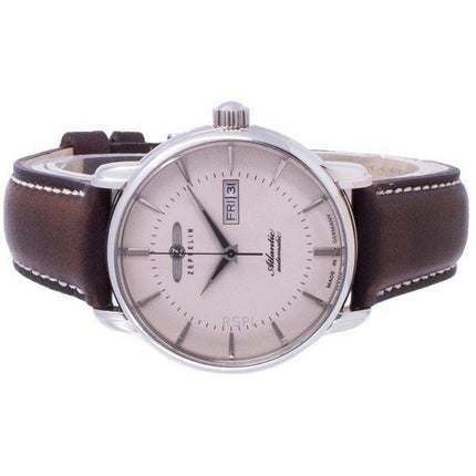 Reloj Zeppelin Atlantic automático con correa de piel y esfera beige 8466-5 84665 para hombre, reacondicionado