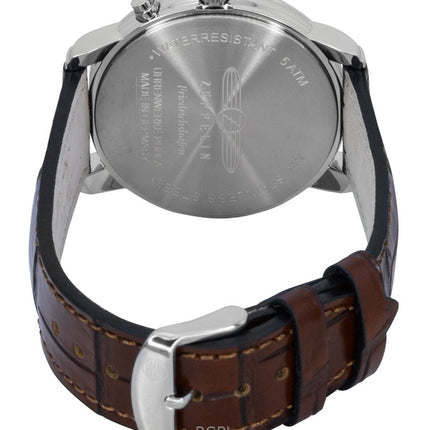 Reloj Zeppelin Friedrichshafen 85361 para hombre con correa de piel marrón y esfera blanca de cuarzo