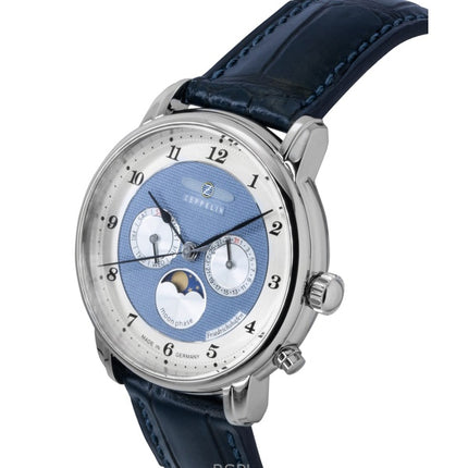 Reloj Zeppelin Friedrichshafen de cuarzo con correa de piel azul y esfera azul 85363 para hombre