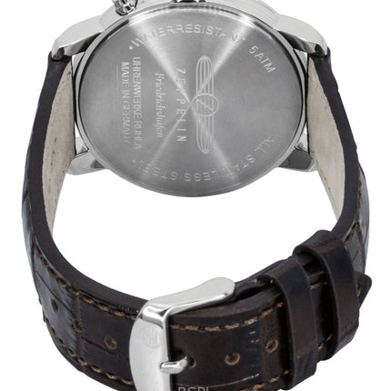 Reloj Zeppelin Friedrichshafen de cuarzo con correa de piel marrón y esfera dorada 85365 para hombre