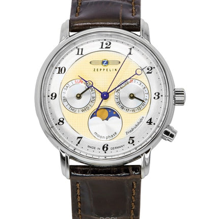 Reloj Zeppelin Friedrichshafen con correa de piel y esfera dorada de cuarzo 85375 para mujer