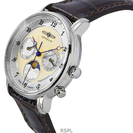 Reloj Zeppelin Friedrichshafen con correa de piel y esfera dorada de cuarzo 85375 para mujer