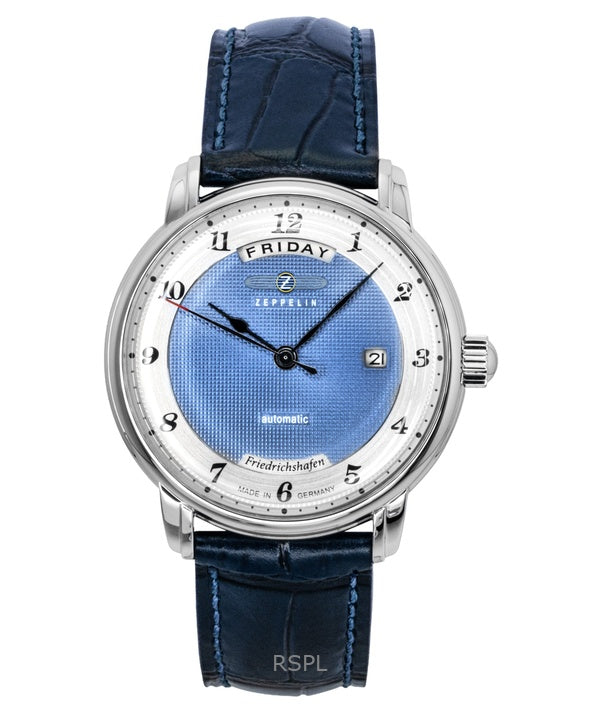 Reloj Zeppelin Friedrichshafen 85623 para hombre, automático, con correa de piel azul y esfera azul
