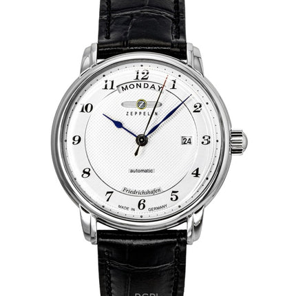 Reloj Zeppelin Friedrichshafen 85624 automático para hombre con correa de piel negra y esfera plateada