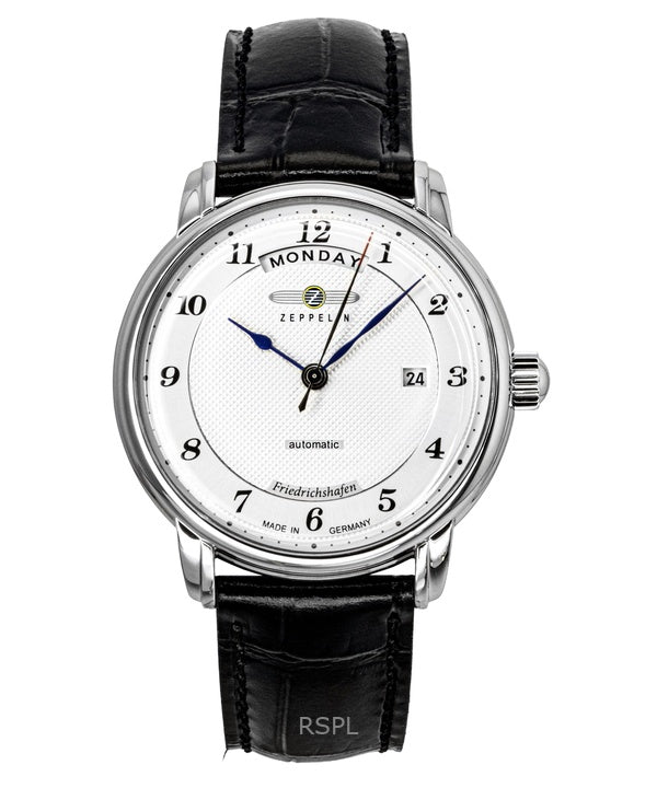 Reloj Zeppelin Friedrichshafen 85624 automático para hombre con correa de piel negra y esfera plateada