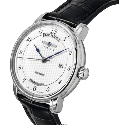 Reloj Zeppelin Friedrichshafen 85624 automático para hombre con correa de piel negra y esfera plateada